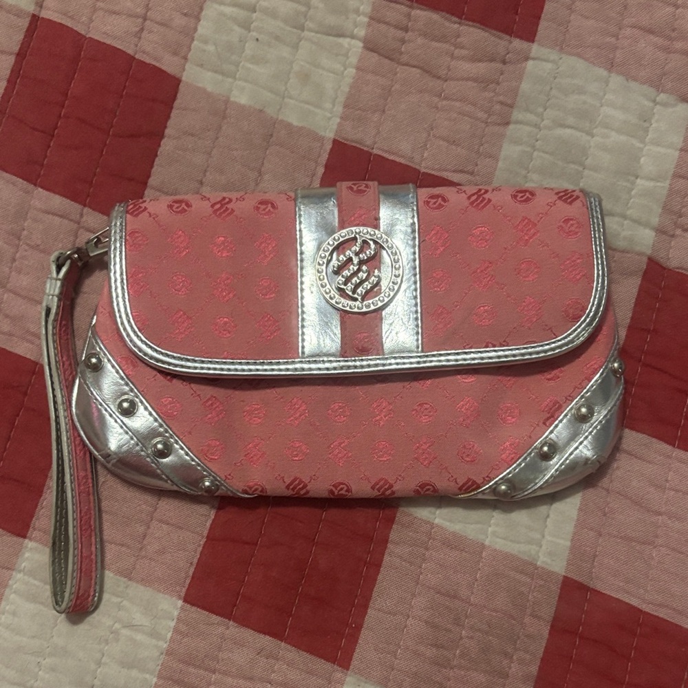 Rocawear Pink and Silver Wristlet Clutch